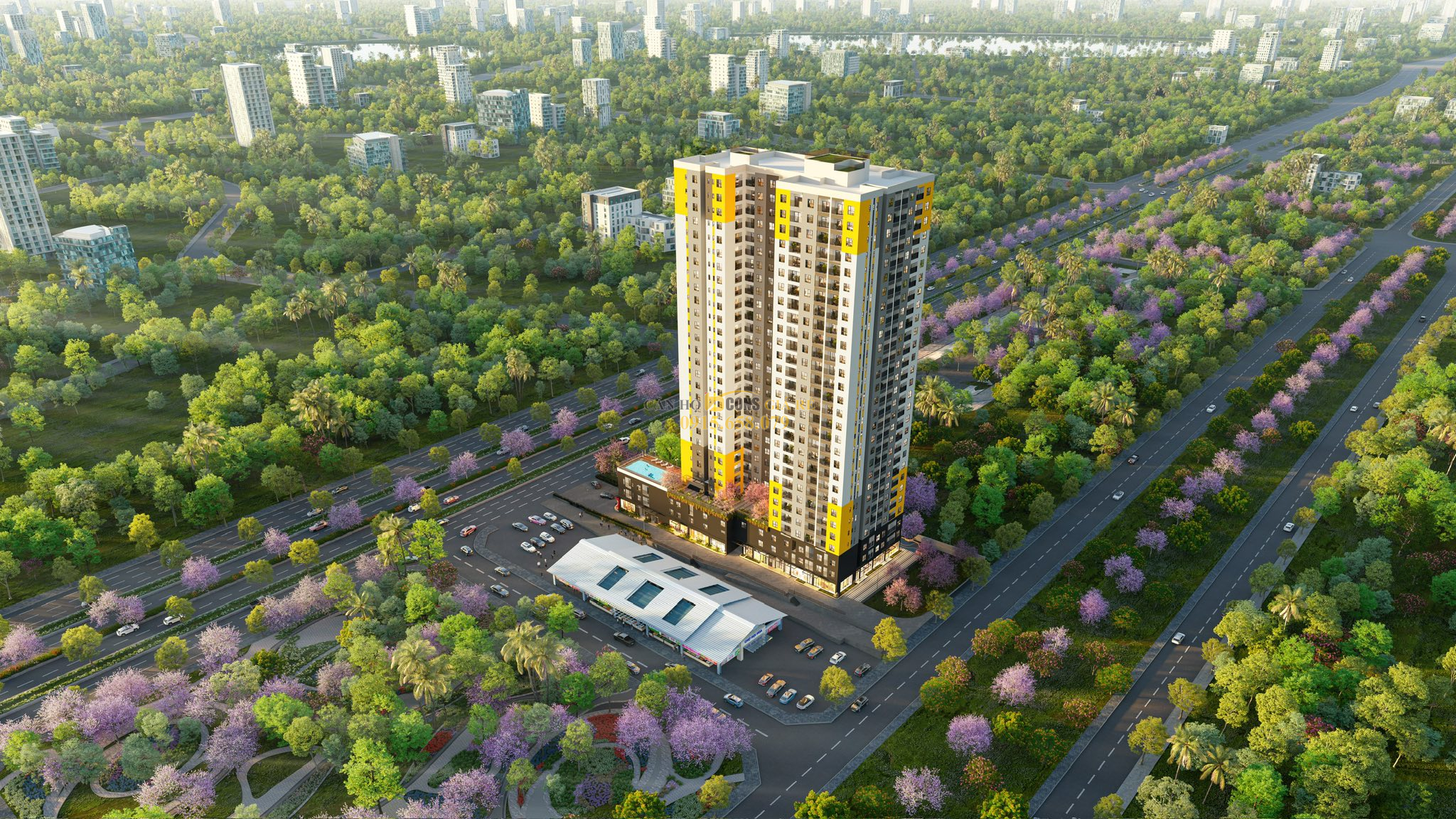 Phối cảnh tổng thể dự án Căn hộ Bcons Asahi Dĩ An phong cách Nhật Bản