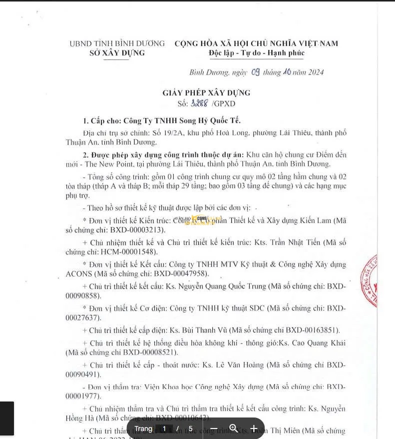 Hồ sơ pháp lý dự án Bcons New Sky