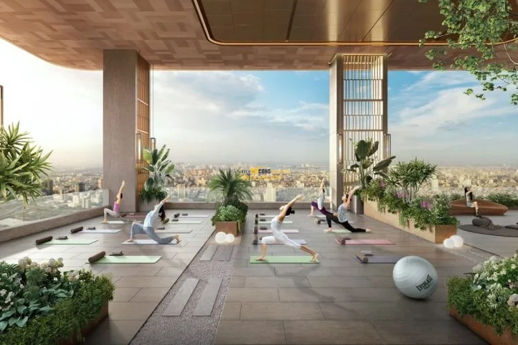 Khu yoga và vườn trên cao - tiện ích Bcons New Sky